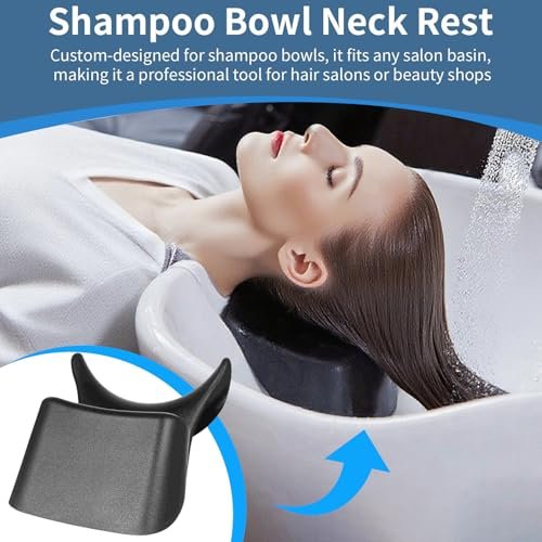 Ergonomic Silicone Shampoo Bowl Neck Cushion - Non-Slip Salon Hair Washing Neck Support Pillow for Spa Basins, Black PU Avelisse