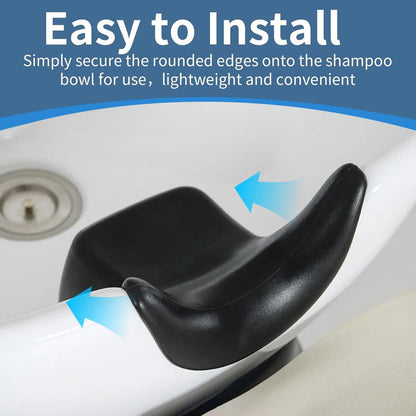 Ergonomic Silicone Shampoo Bowl Neck Cushion - Non-Slip Salon Hair Washing Neck Support Pillow for Spa Basins, Black PU Avelisse