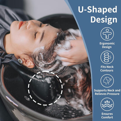 Ergonomic Silicone Shampoo Bowl Neck Cushion - Non-Slip Salon Hair Washing Neck Support Pillow for Spa Basins, Black PU Avelisse