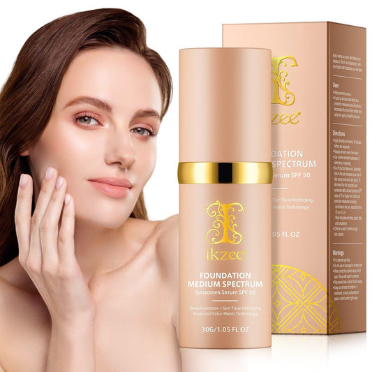 Color Changing Foundation 4 in 1 Medium Spectrum – Flawless Full Coverage Concealer with SPF50+, Hydrating Longwear Waterproof Liquid Foundation for Mature Skin, 30ml