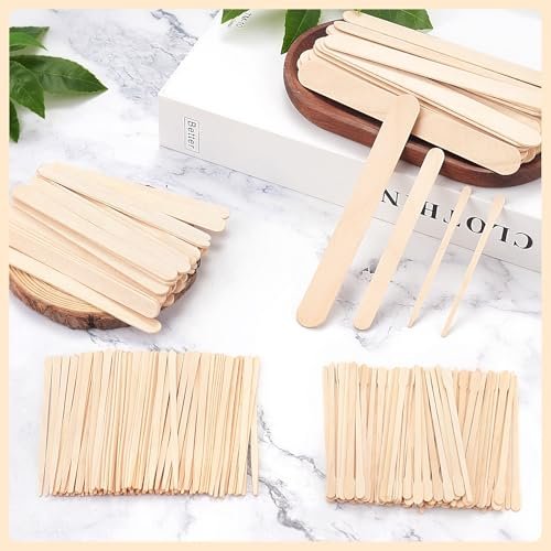 WoBiogHo 500 Pcs Assorted Wooden Waxing Sticks – 4 Styles, Small Medium Large Spatulas for Hair Removal, Body, Legs, Face, Eyebrows & Craft - görsel 4