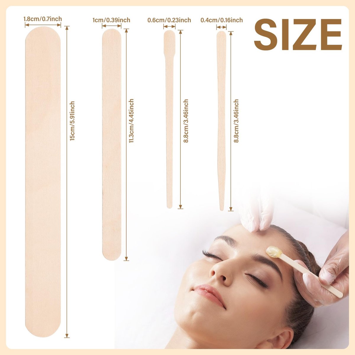 WoBiogHo 500 Pcs Assorted Wooden Waxing Sticks – 4 Styles, Small Medium Large Spatulas for Hair Removal, Body, Legs, Face, Eyebrows & Craft - görsel 5