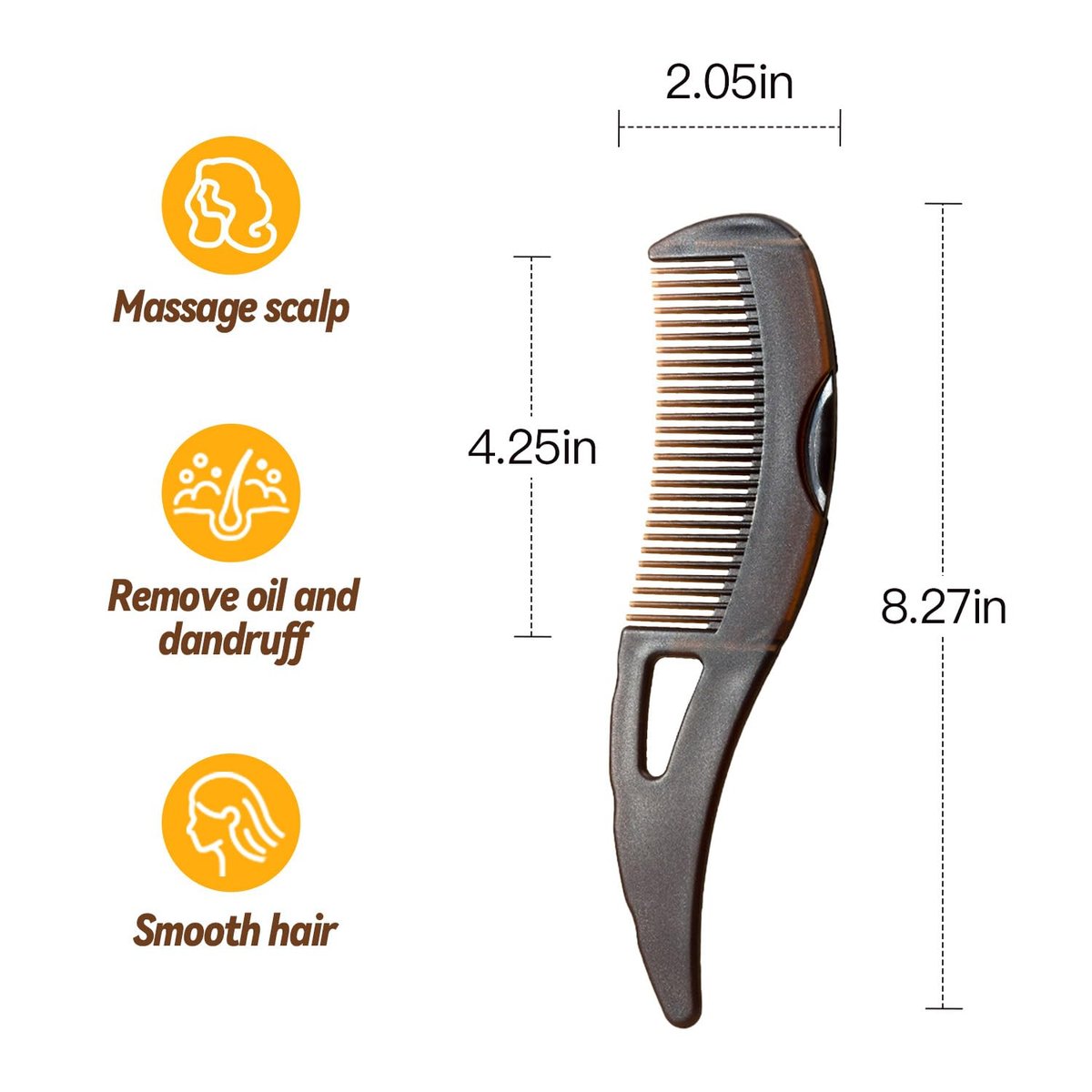 Dandruff Comb - Hollow Wide Tooth Hairbrush for Scalp Massage & Dandruff Removal, Reduce Itching & Oil, Plastic Scalp Care Comb with GuaSha Handle for Women Men Kids, 8.3x2.1 Inch - görsel 3