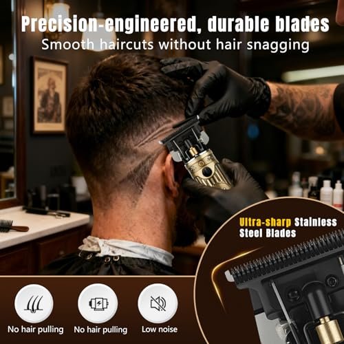 Bomxin Professional Hair Clippers for Men – Cordless T-Blade Barber Clipper & Trimmer Set, 4-in-1 Mens Hair Clipper Kit with Electric Beard Trimmer, Metal Black, Gift-Ready Case Avelisse
