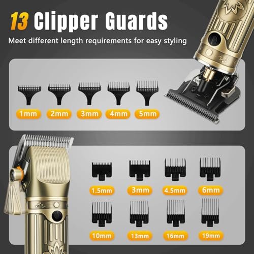 Bomxin Professional Hair Clippers for Men – Cordless T-Blade Barber Clipper & Trimmer Set, 4-in-1 Mens Hair Clipper Kit with Electric Beard Trimmer, Metal Black, Gift-Ready Case Avelisse