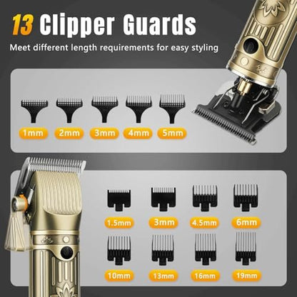 Bomxin Professional Hair Clippers for Men – Cordless T-Blade Barber Clipper & Trimmer Set, 4-in-1 Mens Hair Clipper Kit with Electric Beard Trimmer, Metal Black, Gift-Ready Case Avelisse