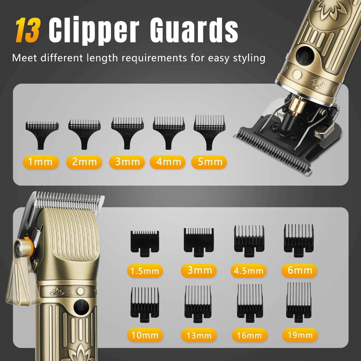 Bomxin Professional Hair Clippers for Men – Cordless T-Blade Barber Clipper & Trimmer Set, 4-in-1 Mens Hair Clipper Kit with Electric Beard Trimmer, Metal Black, Gift-Ready Case Avelisse