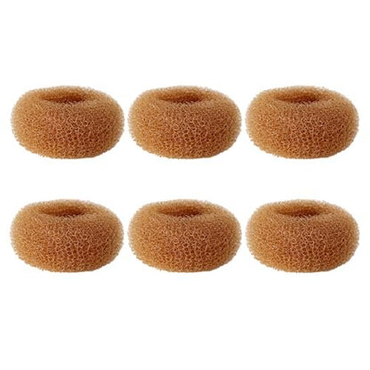Extra Small Hair Bun Maker for Kids – 6 Pack Mini Chignon Donut Sock Bun Form for Short & Thin Hair (2 Inch, Light Brown)