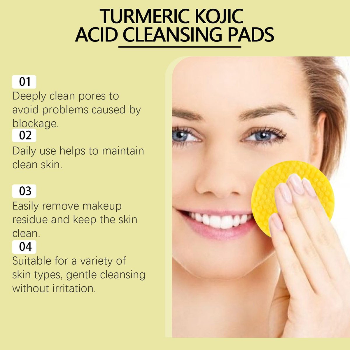 Turmeric Kojic Acid Cleansing Towel 50pcs - Gently Cleanse Pores, Remove Dirt, Oil, and Makeup - görsel 5