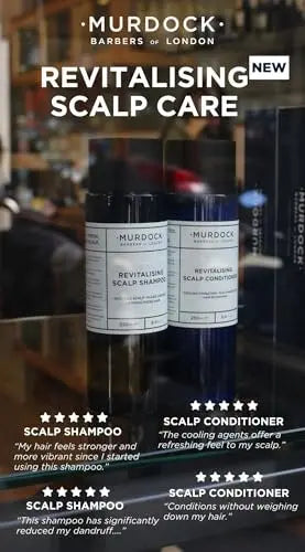 Murdock London Revitalising Scalp Shampoo – Anti-Dandruff & Flake Control, Promotes a Healthy Scalp, Made in England, 250ml Avelisse