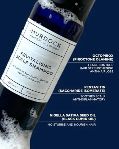 Murdock London Revitalising Scalp Shampoo – Anti-Dandruff & Flake Control, Promotes a Healthy Scalp, Made in England, 250ml Avelisse
