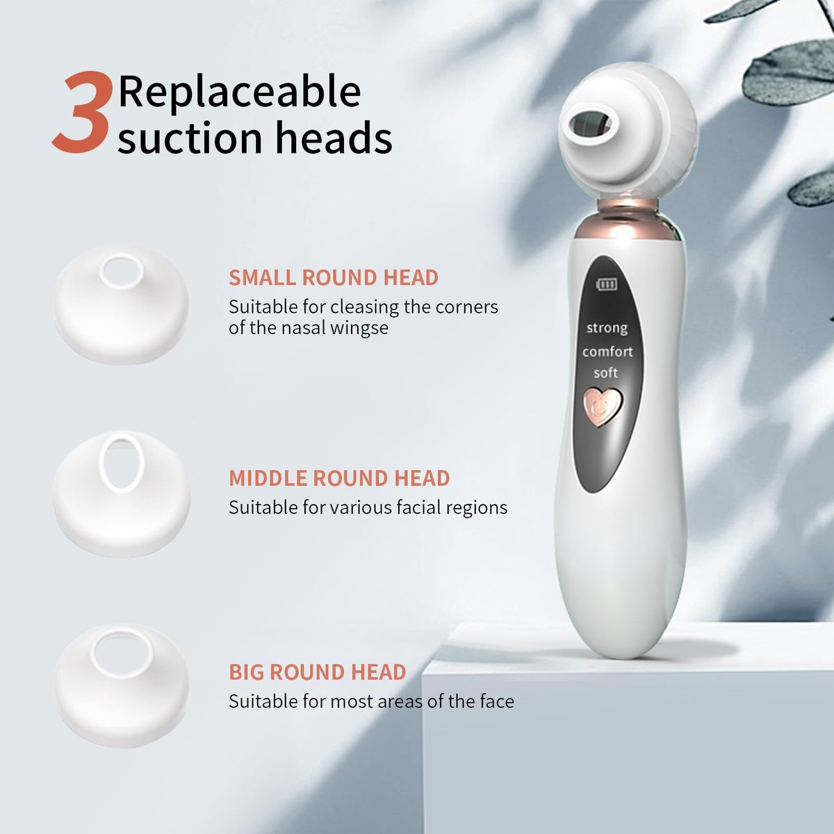 2025 Blackhead Remover Pore Vacuum - Visual Rechargeable Facial Pore Cleaner with 3 Suction Silicone Heads, 3 Probes, USB Kit - Electric Acne Extractor Tool for Adults, White - görsel 9