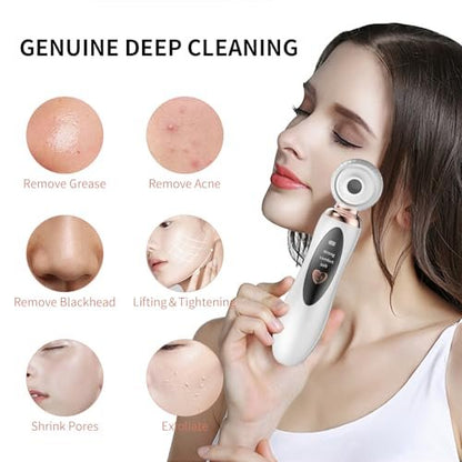 2025 Blackhead Remover Pore Vacuum - Visual Rechargeable Facial Pore Cleaner with 3 Suction Silicone Heads, 3 Probes, USB Kit - Electric Acne Extractor Tool for Adults, White