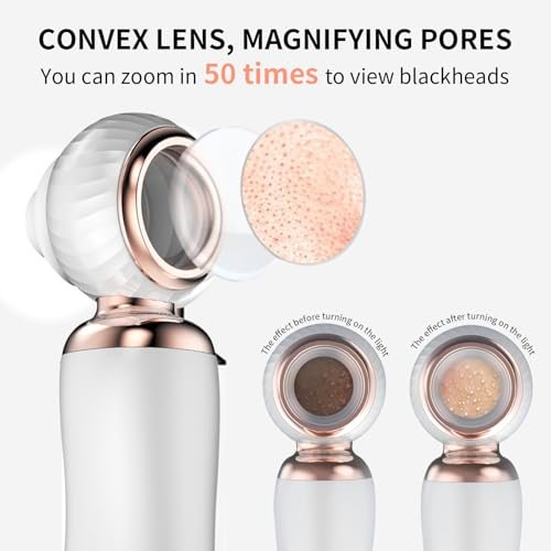 2025 Blackhead Remover Pore Vacuum - Visual Rechargeable Facial Pore Cleaner with 3 Suction Silicone Heads, 3 Probes, USB Kit - Electric Acne Extractor Tool for Adults, White - görsel 6