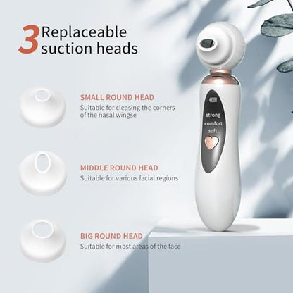 2025 Blackhead Remover Pore Vacuum - Visual Rechargeable Facial Pore Cleaner with 3 Suction Silicone Heads, 3 Probes, USB Kit - Electric Acne Extractor Tool for Adults, White