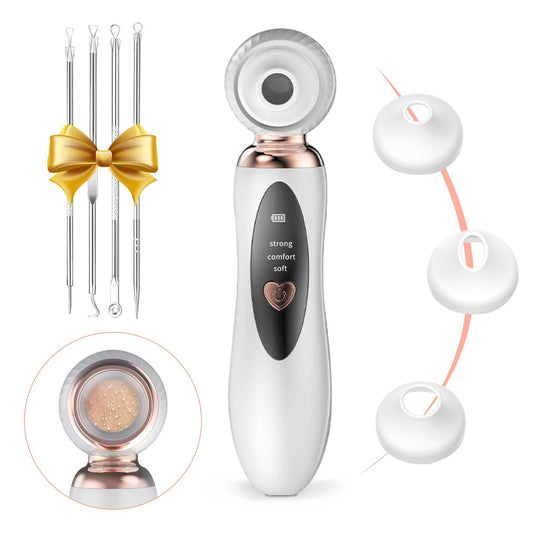 2025 Blackhead Remover Pore Vacuum - Visual Rechargeable Facial Pore Cleaner with 3 Suction Silicone Heads, 3 Probes, USB Kit - Electric Acne Extractor Tool for Adults, White
