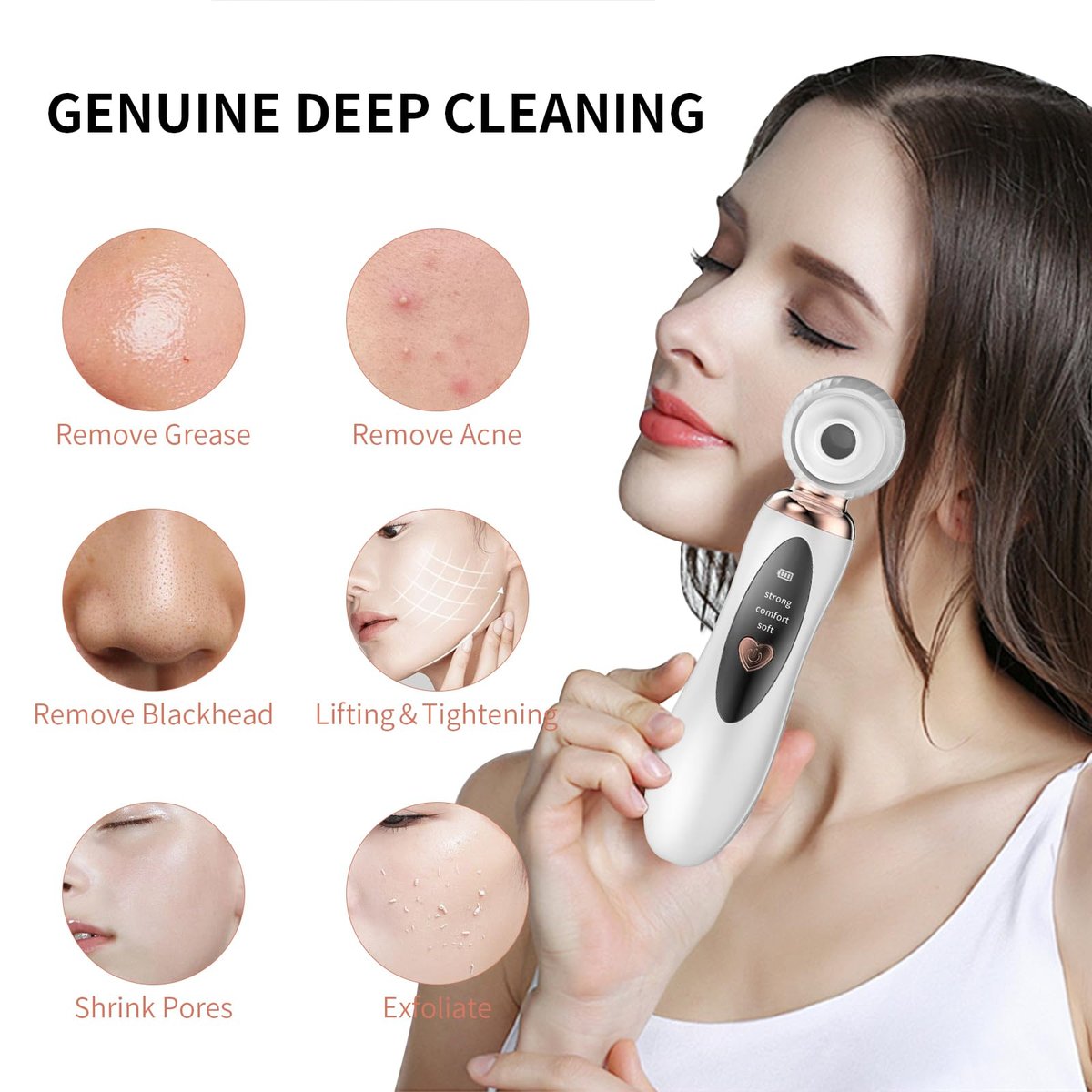 2025 Blackhead Remover Pore Vacuum - Visual Rechargeable Facial Pore Cleaner with 3 Suction Silicone Heads, 3 Probes, USB Kit - Electric Acne Extractor Tool for Adults, White - görsel 3