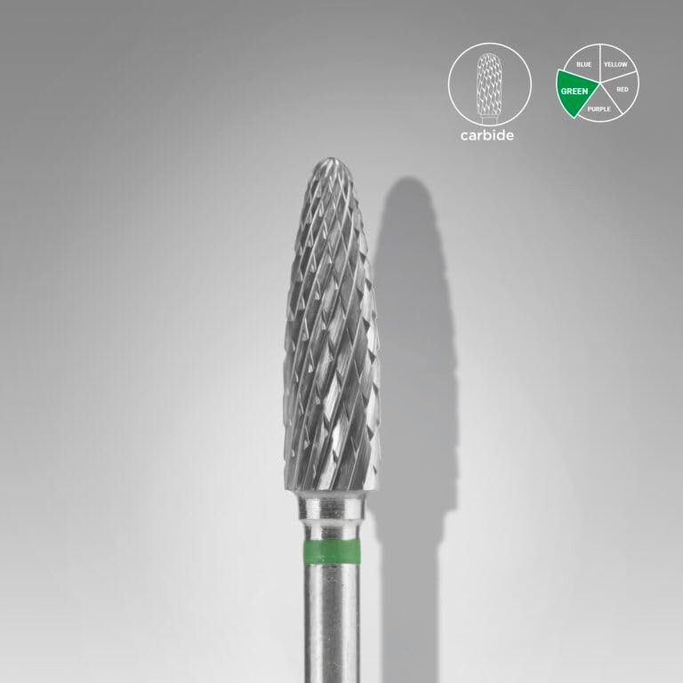 STALEKS PRO Expert Carbide Nail Drill Bit – Corn Shape, Green Band, Coarse Hardness for Artificial Nail Correction & Gel Removal (4mm Head / 14mm WP) - görsel 3
