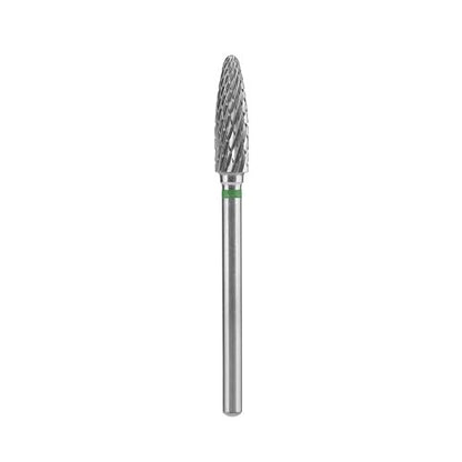 STALEKS PRO Expert Carbide Nail Drill Bit – Corn Shape, Green Band, Coarse Hardness for Artificial Nail Correction & Gel Removal (4mm Head / 14mm WP)