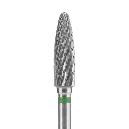 STALEKS PRO Expert Carbide Nail Drill Bit – Corn Shape, Green Band, Coarse Hardness for Artificial Nail Correction & Gel Removal (4mm Head / 14mm WP)