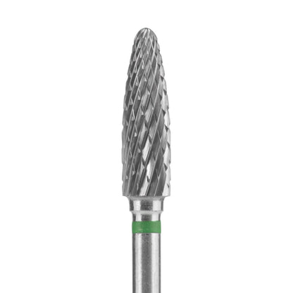 STALEKS PRO Expert Carbide Nail Drill Bit – Corn Shape, Green Band, Coarse Hardness for Artificial Nail Correction & Gel Removal (4mm Head / 14mm WP)