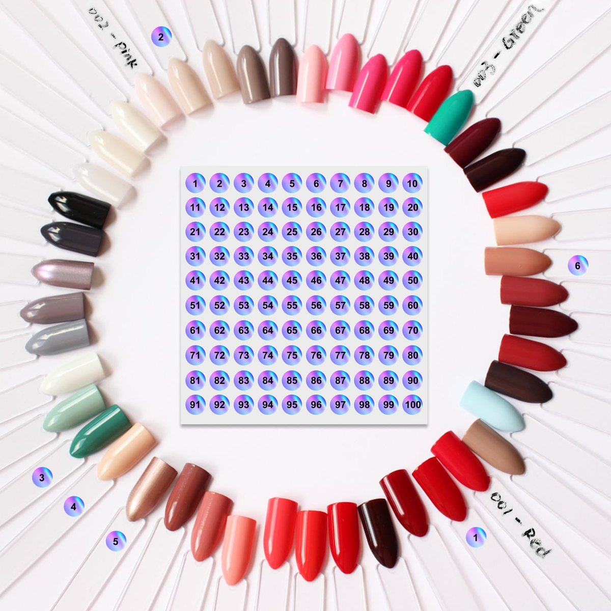 150pcs Nail Swatch Sticks with Ring and Number Stickers - Clear Nail Polish Display for Professionals - görsel 9
