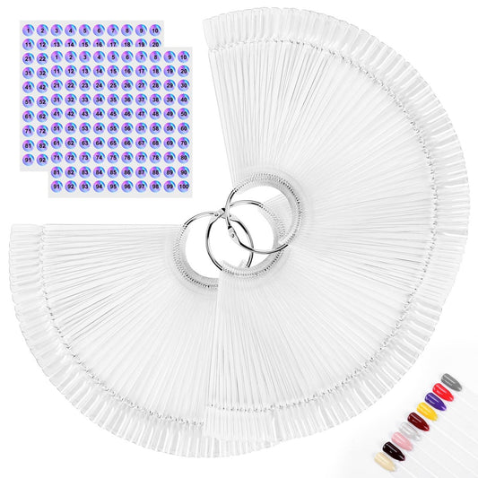 150pcs Nail Swatch Sticks with Ring and Number Stickers - Clear Nail Polish Display for Professionals