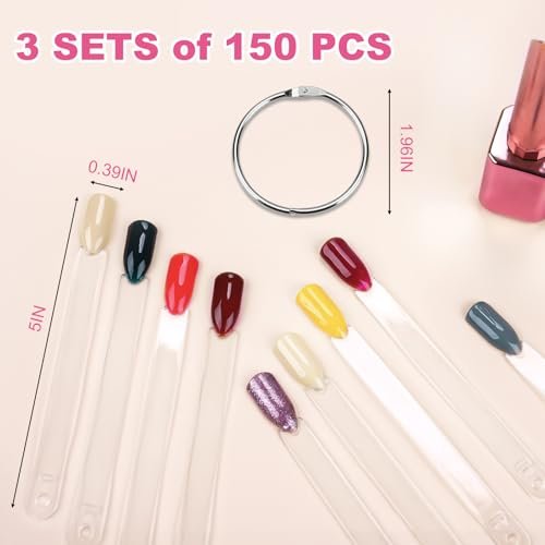 150pcs Nail Swatch Sticks with Ring and Number Stickers - Clear Nail Polish Display for Professionals - görsel 6
