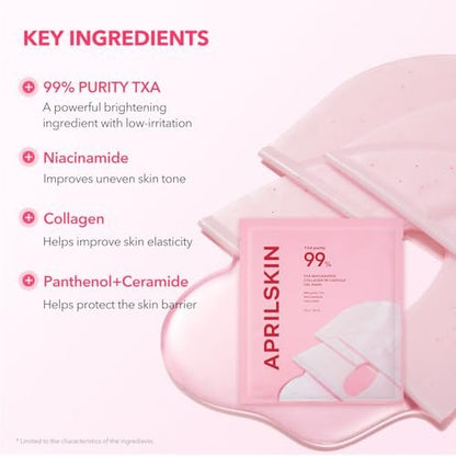 APRILSKIN TXA Pink Capsule Gel Mask - Overnight Face Mask for Glass Glow Skin with 99% High-Purity Tranexamic Acid, Hydrating and Firming, Korean Skincare, 30g x 4ea