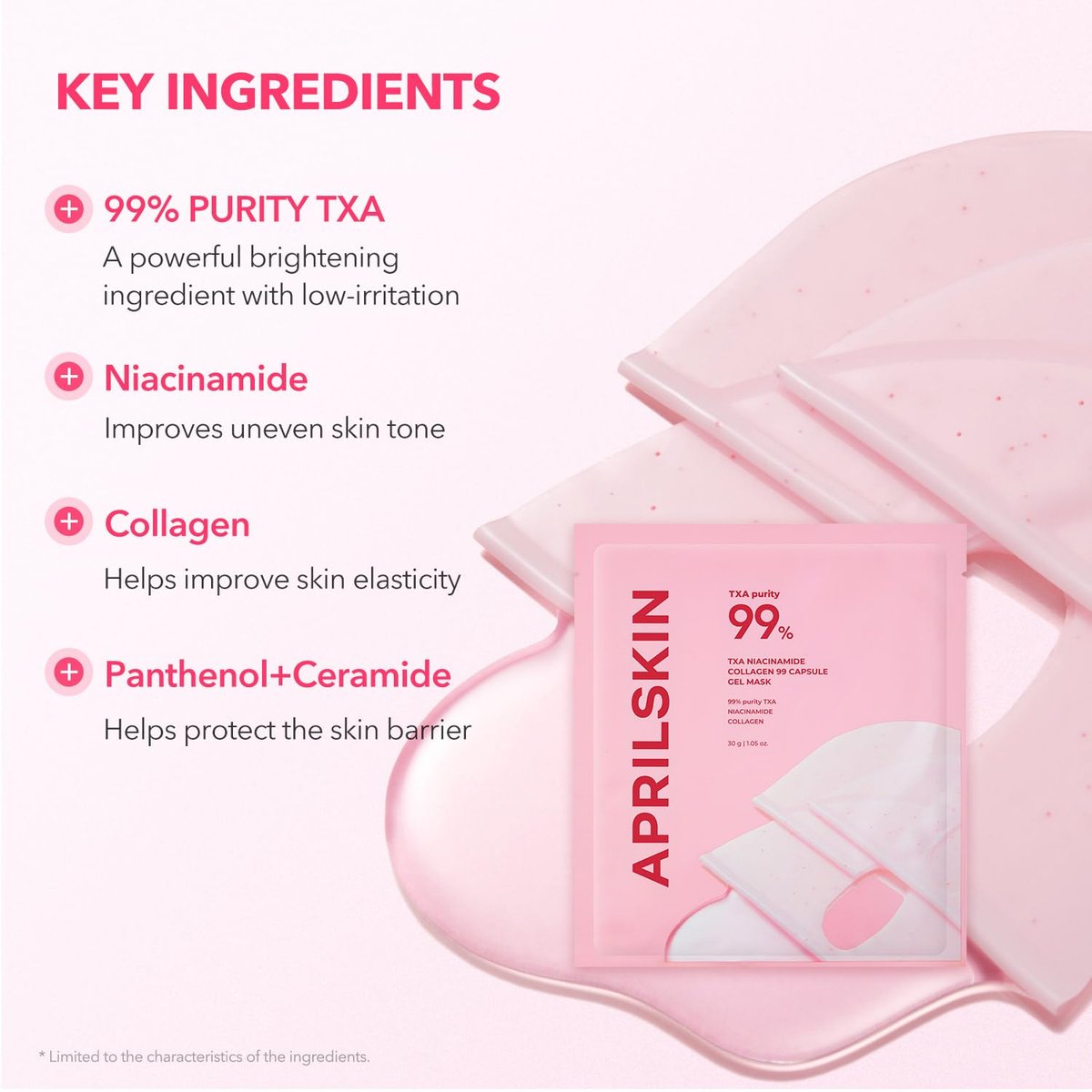 APRILSKIN TXA Pink Capsule Gel Mask - Overnight Face Mask for Glass Glow Skin with 99% High-Purity Tranexamic Acid, Hydrating and Firming, Korean Skincare, 30g x 4ea - görsel 8