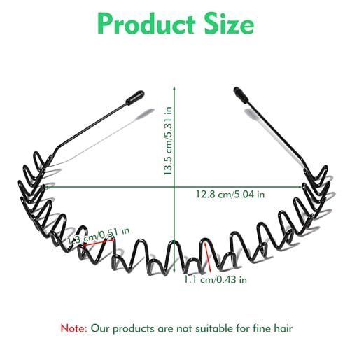 QBSID 2-Pack Metal Headbands - Spring Wavy Metal Hair Band for Men and Women - Fashion Non-Slip Wire Headband Sports Headwear Simple Hair Hoop Hair Accessories - görsel 6
