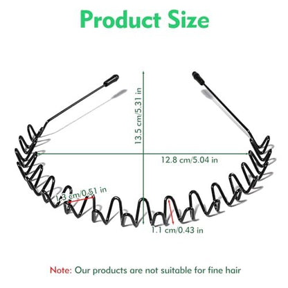 QBSID 2-Pack Metal Headbands - Spring Wavy Metal Hair Band for Men and Women - Fashion Non-Slip Wire Headband Sports Headwear Simple Hair Hoop Hair Accessories