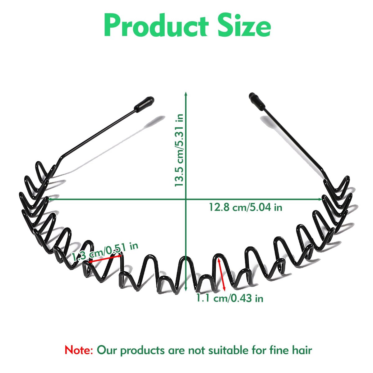QBSID 2-Pack Metal Headbands - Spring Wavy Metal Hair Band for Men and Women - Fashion Non-Slip Wire Headband Sports Headwear Simple Hair Hoop Hair Accessories - görsel 5