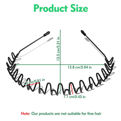 QBSID 2-Pack Metal Headbands - Spring Wavy Metal Hair Band for Men and Women - Fashion Non-Slip Wire Headband Sports Headwear Simple Hair Hoop Hair Accessories