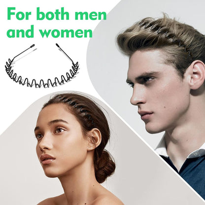 QBSID 2-Pack Metal Headbands - Spring Wavy Metal Hair Band for Men and Women - Fashion Non-Slip Wire Headband Sports Headwear Simple Hair Hoop Hair Accessories