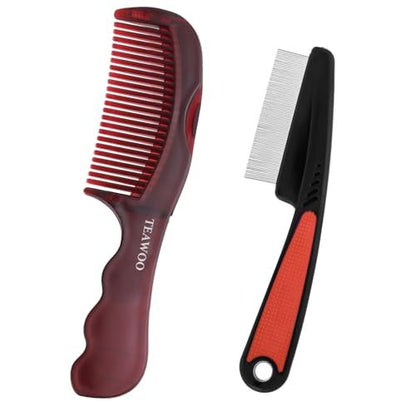 TEAWOO Patented Anti Dandruff Comb & Stainless Steel Fine Tooth Comb Kit – Dandruff Remover & Scalp Detox Brush for Build Up