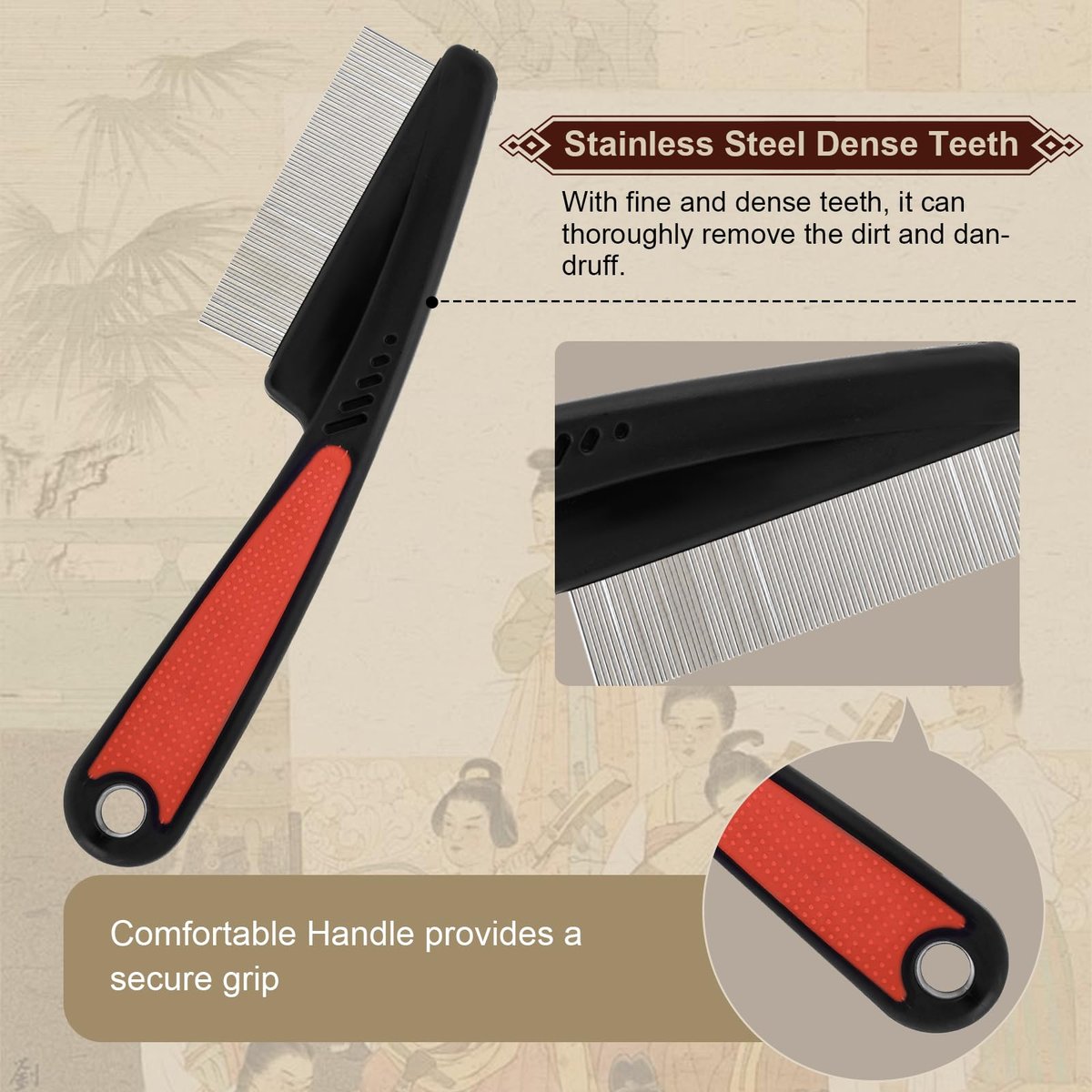 TEAWOO Patented Anti Dandruff Comb & Stainless Steel Fine Tooth Comb Kit – Dandruff Remover & Scalp Detox Brush for Build Up - görsel 5