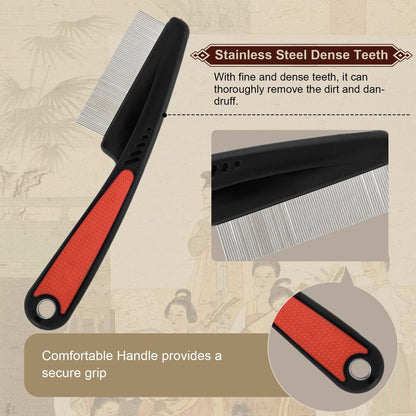 TEAWOO Patented Anti Dandruff Comb & Stainless Steel Fine Tooth Comb Kit – Dandruff Remover & Scalp Detox Brush for Build Up