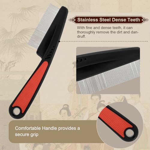 TEAWOO Patented Anti Dandruff Comb & Stainless Steel Fine Tooth Comb Kit – Dandruff Remover & Scalp Detox Brush for Build Up - görsel 6