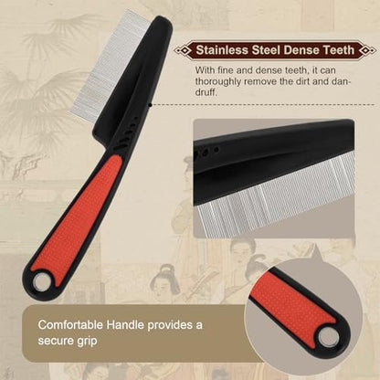 TEAWOO Patented Anti Dandruff Comb & Stainless Steel Fine Tooth Comb Kit – Dandruff Remover & Scalp Detox Brush for Build Up