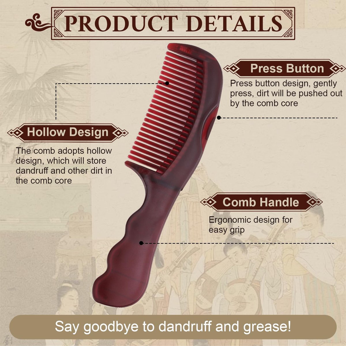 TEAWOO Patented Anti Dandruff Comb & Stainless Steel Fine Tooth Comb Kit – Dandruff Remover & Scalp Detox Brush for Build Up - görsel 3