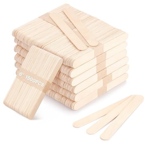 WoBiogHo 1500 Pcs 6-Inch Jumbo Wood Wax Sticks for Hair Removal, Crafts & Tongue Depressors Avelisse