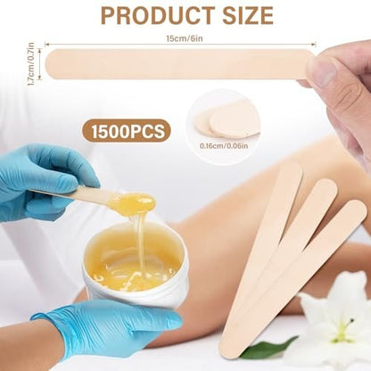 WoBiogHo 1500 Pcs 6-Inch Jumbo Wood Wax Sticks for Hair Removal, Crafts & Tongue Depressors Avelisse