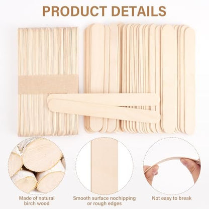 WoBiogHo 1500 Pcs 6-Inch Jumbo Wood Wax Sticks for Hair Removal, Crafts & Tongue Depressors Avelisse