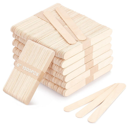 WoBiogHo 1500 Pcs 6-Inch Jumbo Wood Wax Sticks for Hair Removal, Crafts & Tongue Depressors Avelisse