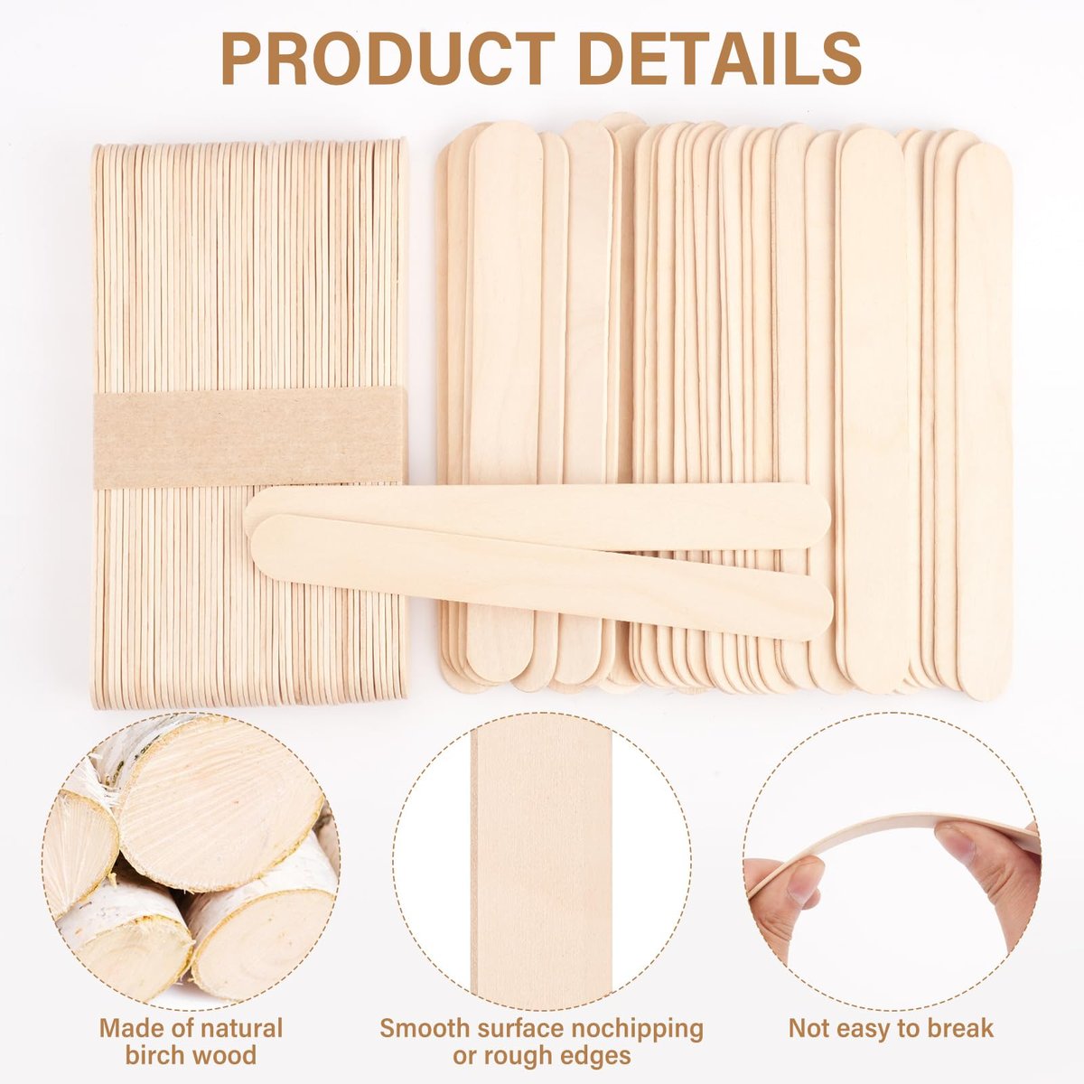 WoBiogHo 1500 Pcs 6-Inch Jumbo Wood Wax Sticks for Hair Removal, Crafts & Tongue Depressors Avelisse