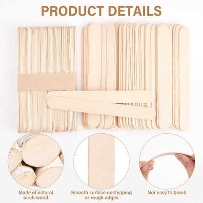 WoBiogHo 1500 Pcs 6-Inch Jumbo Wood Wax Sticks for Hair Removal, Crafts & Tongue Depressors Avelisse