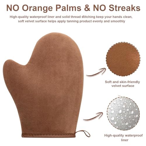 2 in 1 Streak-Free Tanning Mitt Set - Leakproof Self Tanner Mitt with Log Tanning Brush, Reusable Applicator for Lotion & Mousse - görsel 6