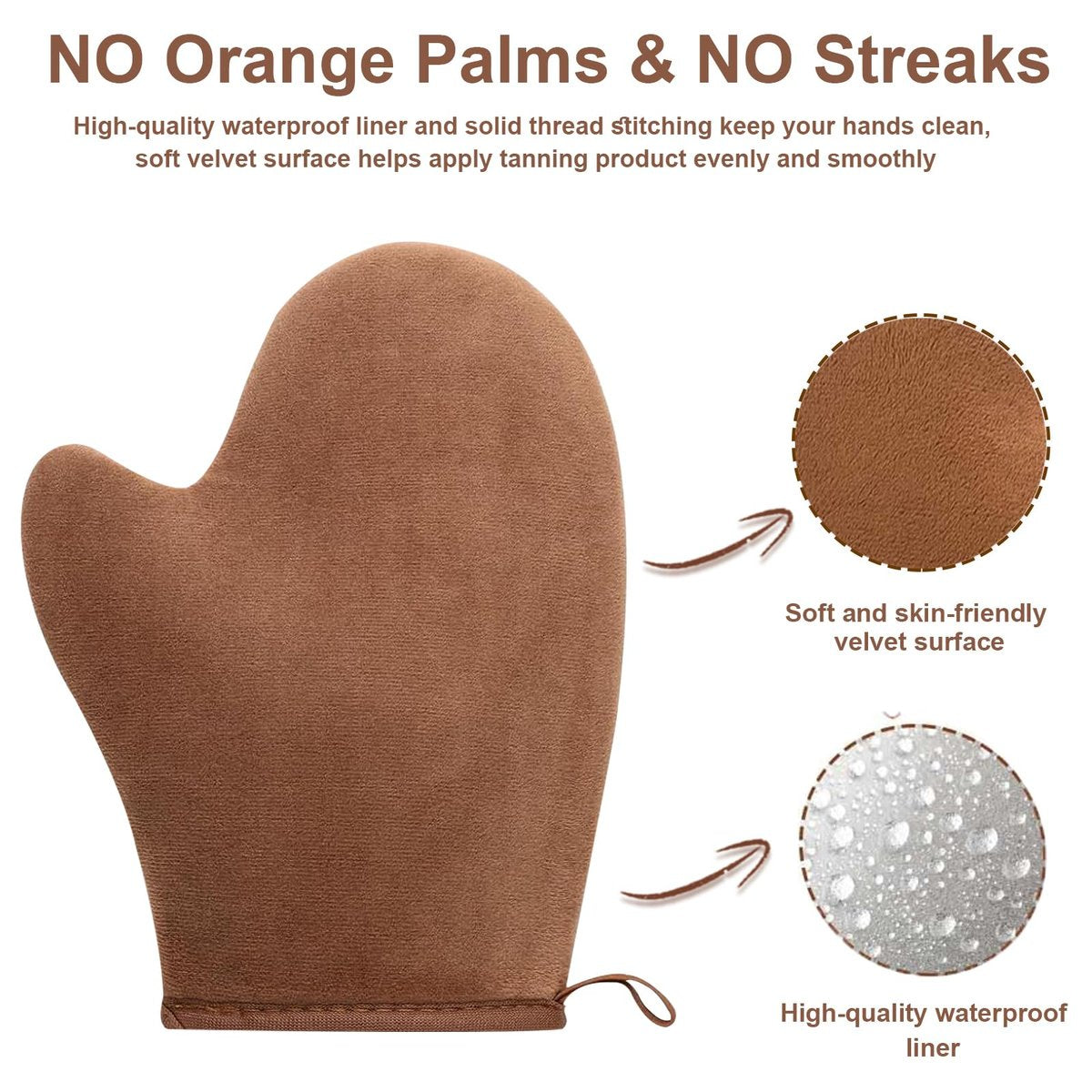 2 in 1 Streak-Free Tanning Mitt Set - Leakproof Self Tanner Mitt with Log Tanning Brush, Reusable Applicator for Lotion & Mousse - görsel 5