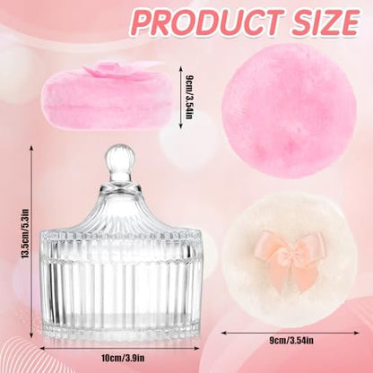 Draupnir 3-Piece Body Powder Puff Set – Large Dusting Powder Puff & Travel Container for Women Avelisse